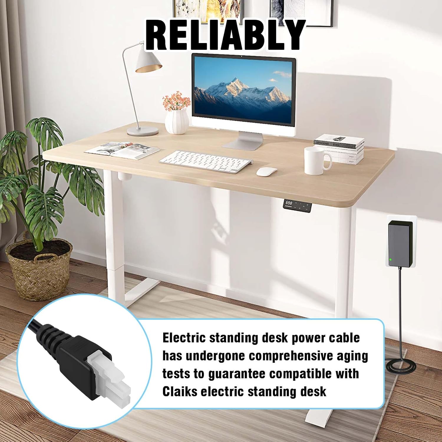 29V Power Cord for Adjustable Standing Desk Compatible with Claiks P1.01.001 P101001 40" 48" 55" 63" Electric Standing Desk Adjustable Height Stand up Desk YH-K290018-C Power Supply Cord Charger