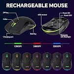CHONCHOW 60% Clavier de jeu sans fil et Mouse Combo, RGB Rechargeable par défaut LED Allumez les claviers, 68 Clés Ultra Clavier compact sans fil et souris de jeu ergonomique pour Xbox PS4 PS5 PC portable