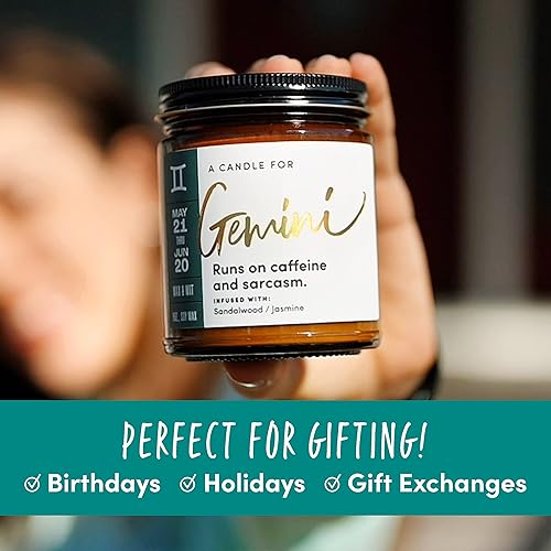 Vista 4 de WAX & WIT Gemini Gifts for Women, Zodiac Gifts for Women, Astrology Gift for Woman, Zodiac Candles, Gemini Candle, June May Birthday Gift for Woman