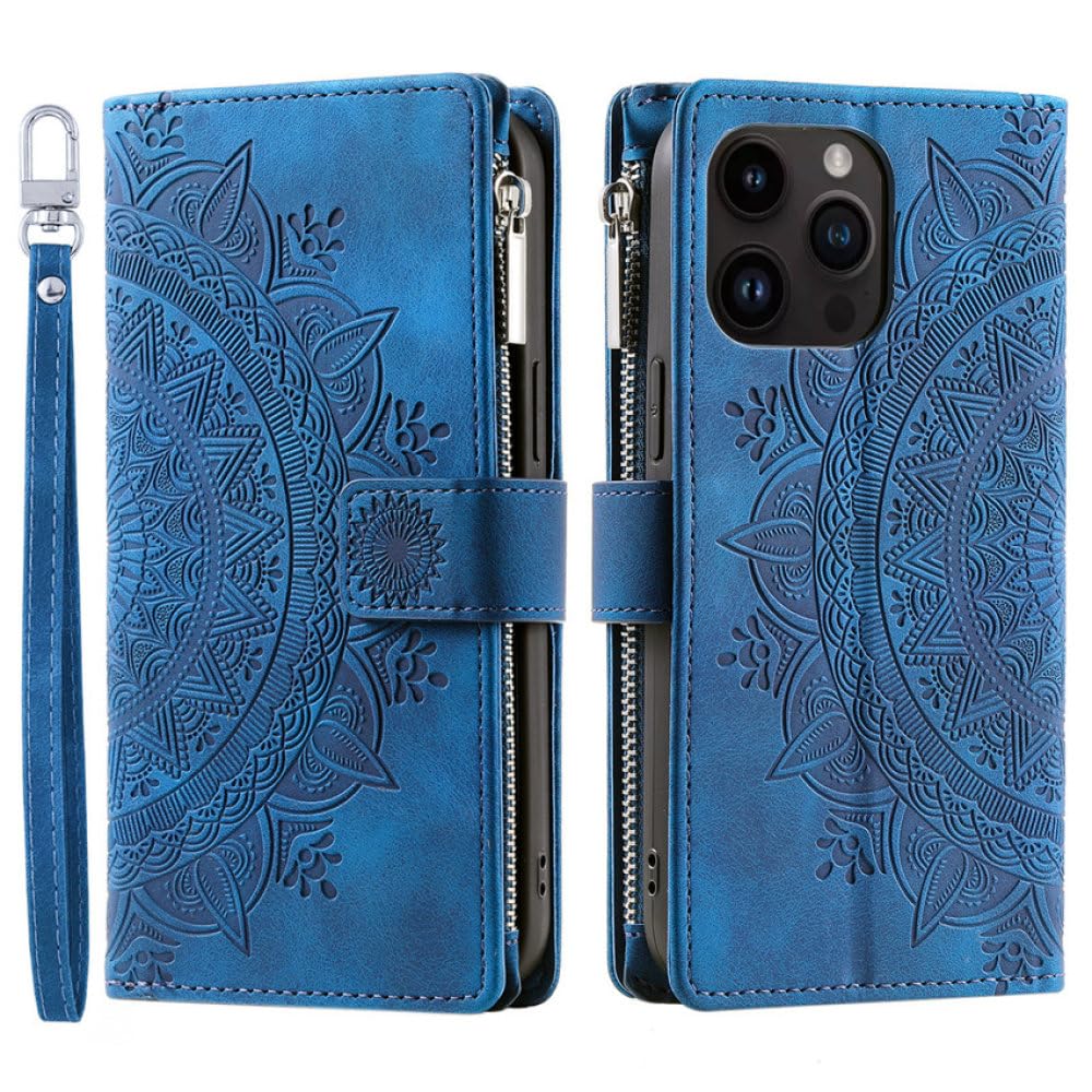 Funda de Cuero con Tapa y Billetera con Cremallera para Samsung Galaxy A04 A12 A13 A14 A22 A32 A33 A51 A52 A53 A71 A52S 5G Funda para Libro con Bolsa para teléfono, Azul, para A33 5G