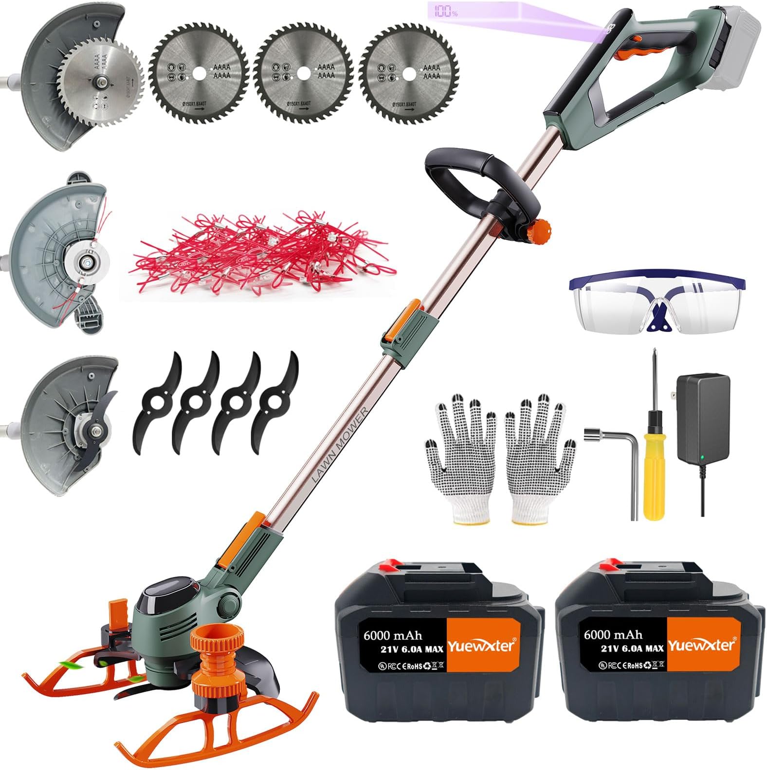 YUEWXTER Cordless Electric Weed Wacker, Blade Set