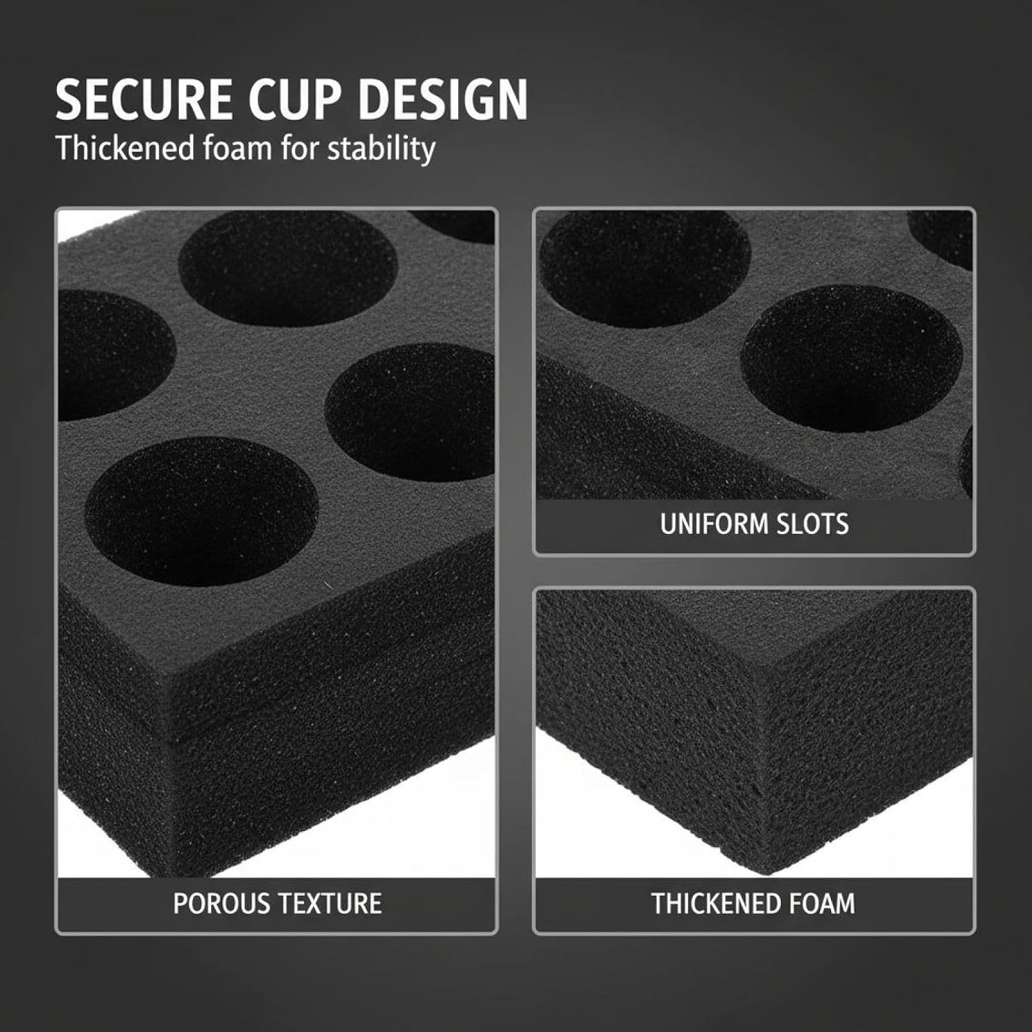2 Pcs Black Foam Takeout Cup Holders, 8 Cups Drink Carrier, Deepened Slots Fit Various Cup Types, Sturdy Anti-Slip, 13.8X7.9X2.8 in Hot & Cold Drinks