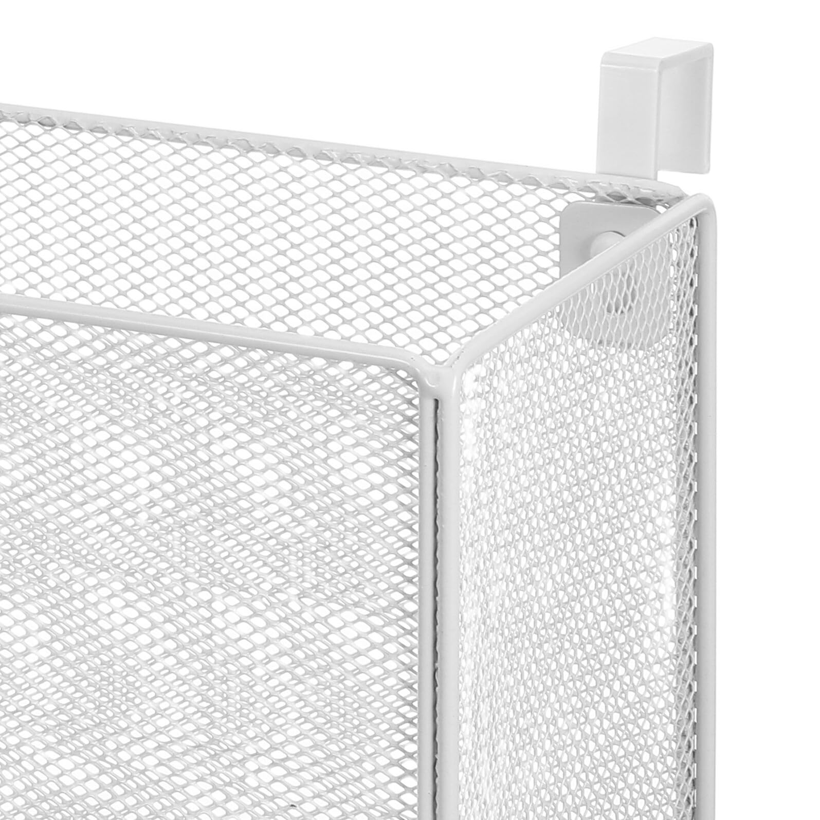 PRETYZOOM Metall Hängekorb für Studentenwohnheimbett Weißer Nachttisch Organizer mit 2,1cm Hakenbreite Stabiles Bettregal für Handy Bücher und Snacks