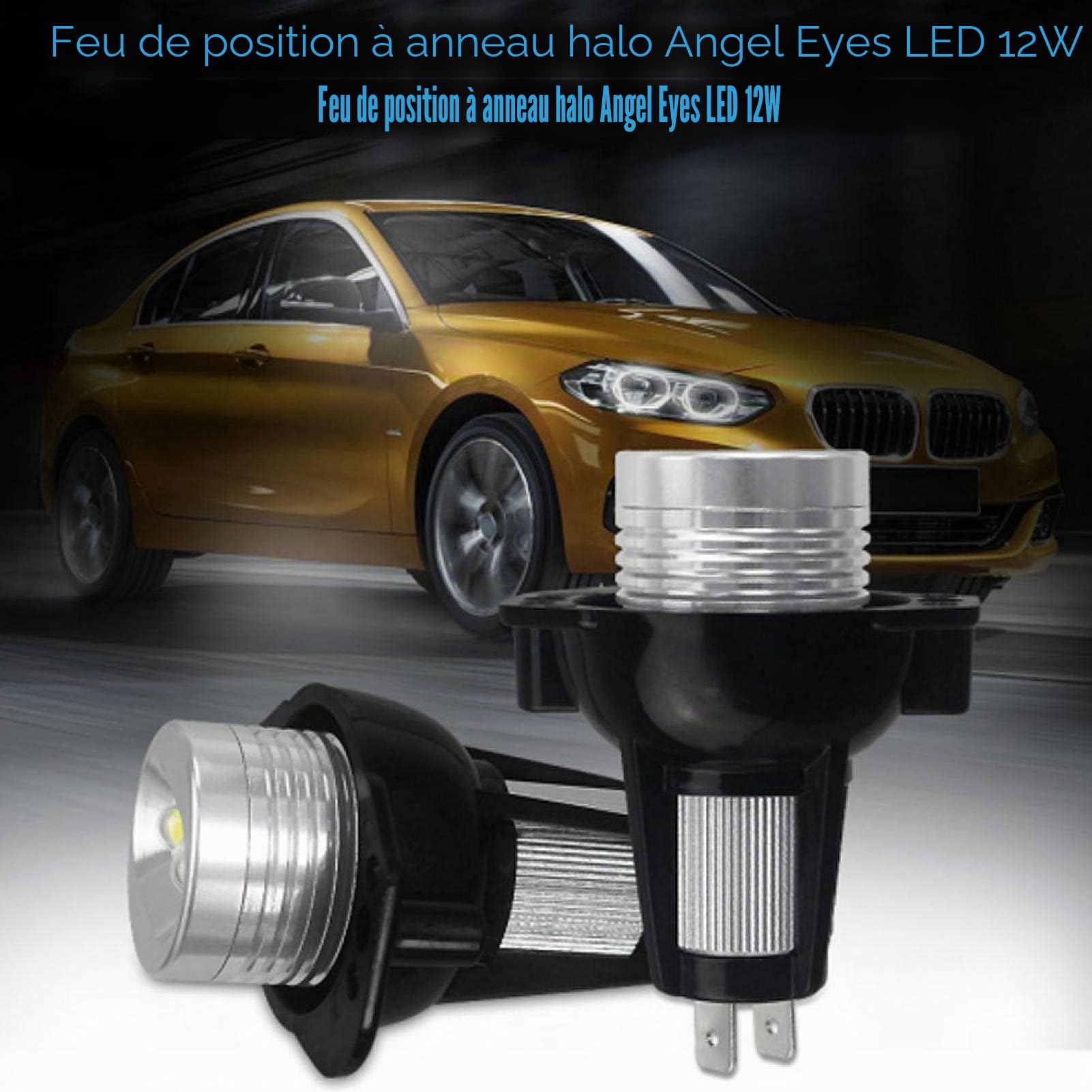 Yctze 2pcs Feux de Gabarit LED Angel Eyes 12 W Ampoules Antibrouillard Ampoules de phare LED pour Phares Auto E90 E91 05-08