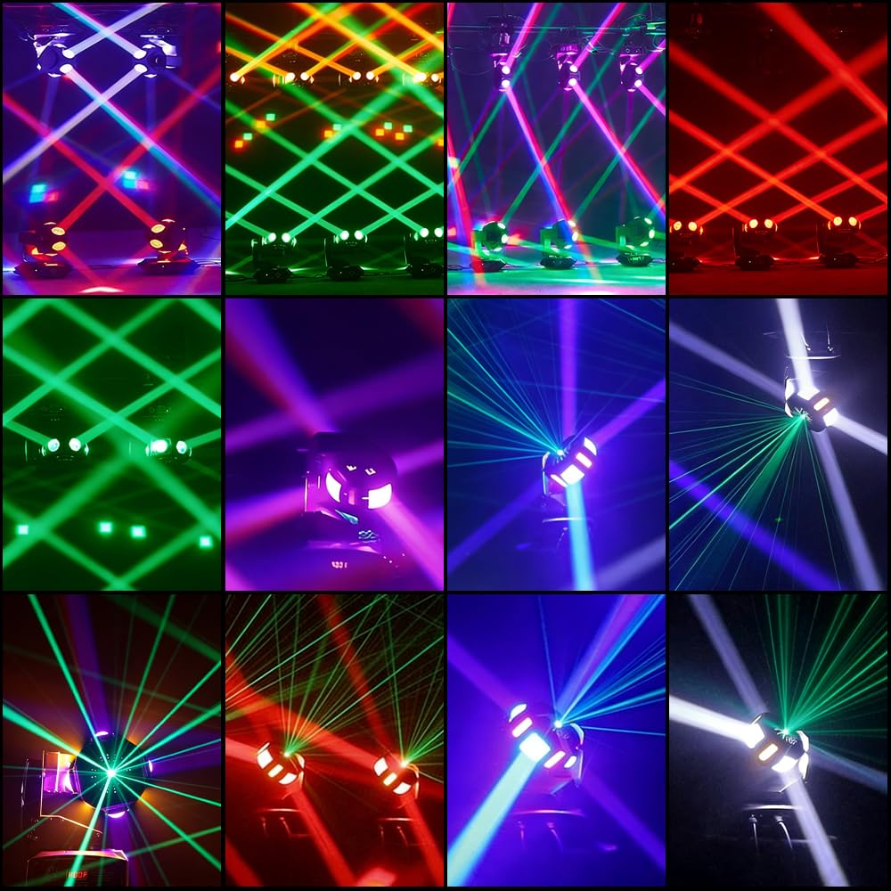 160W Disco DJ Licht Moving Head Led 2er Set 6LED,3-Achsen Beam Stage DMX Party Show Beleuchtung,CREE 4-in-1,Stroboskop,für Bühne,Konzert,Heimpartys DMX512,Master/Slave,Voice Control