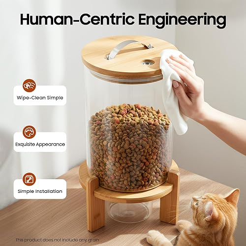 Miniatura 5 de Dispensador de cereales de 7.5 litros con base, válvula y taza medidora, botella de vidrio para almacenamiento de alimentos secos para el hogar,