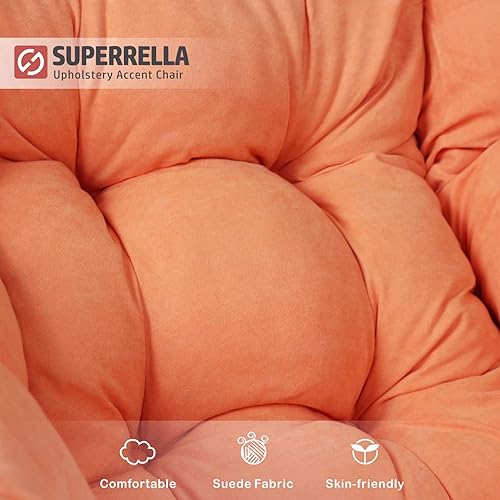 Miniatura 16 de Silla moderna de acento suave para sala de estar, sillón individual tapizado, respaldo alto, sofá perezoso (gris dorado) Gris dorado,Azul