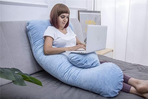 Miniatura 54 de MOON PINE Almohada de embarazo, almohada de cuerpo completo en forma de U para apoyo de maternidad, almohada de dormir con funda para mujeres Azul