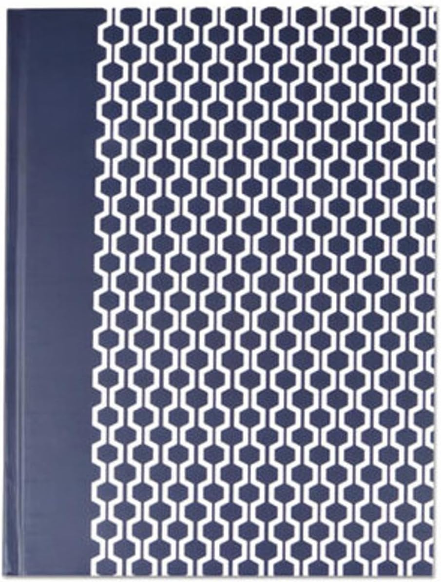Universal UNV66351 10.25 in. x 7.63 in. 1-Subject Wide/Legal Rule Casebound Hardcover Notebook - Dark Blue/White Cover