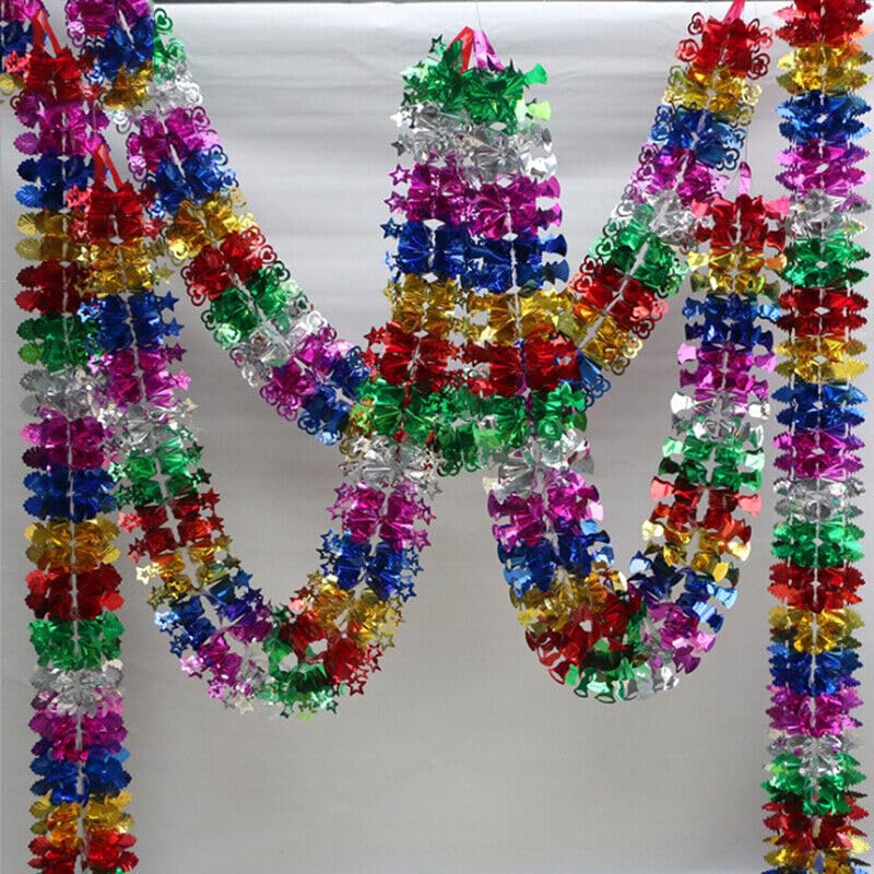 4Pcs Christmas Foil Garland Christmas Ceiling Decorations Hanging Decorations Garland for Christmas New Year Birthday Party Wedding Party Valentines Day Party Supplies