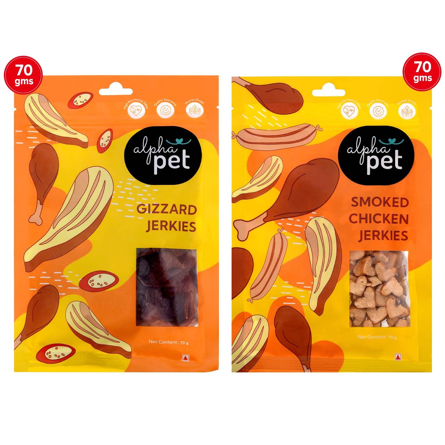 ALPHAPET Smoky Delights: 70 Grams of Savory Smoked Chicken and Gizzard Jerkies - Irresistible Canine Treat for Dogs - Pack of 2 (B0D144SCLG) Amazon Price History, Amazon Price Tracker