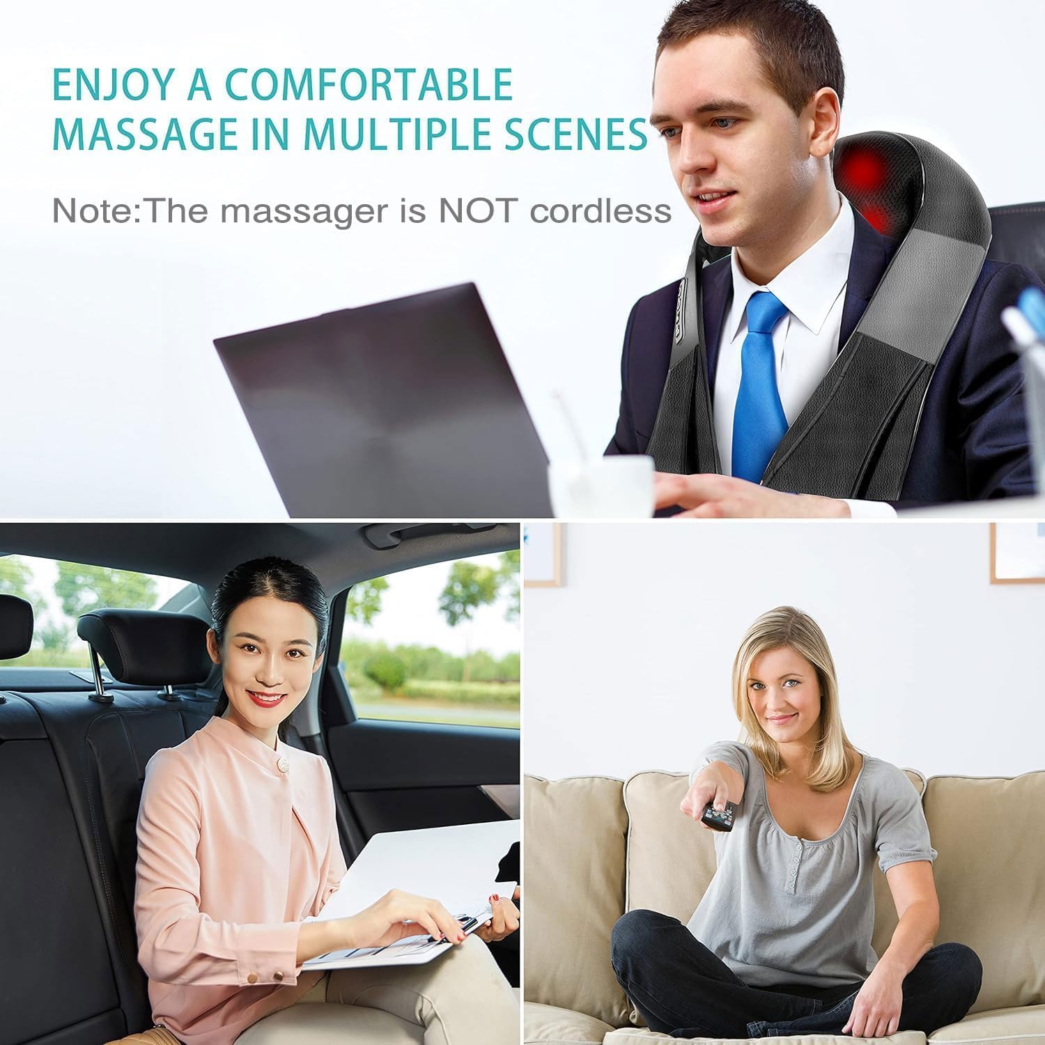 AERLANG Shiatsu Back and Neck Massager, Back Massager Deep Tissue Kneading Neck and Shoulder Massage with Heat, Electric Massage Pillow Fathers Day Gift Ideas from Daughter Son(NOT Cordless) - Image 5