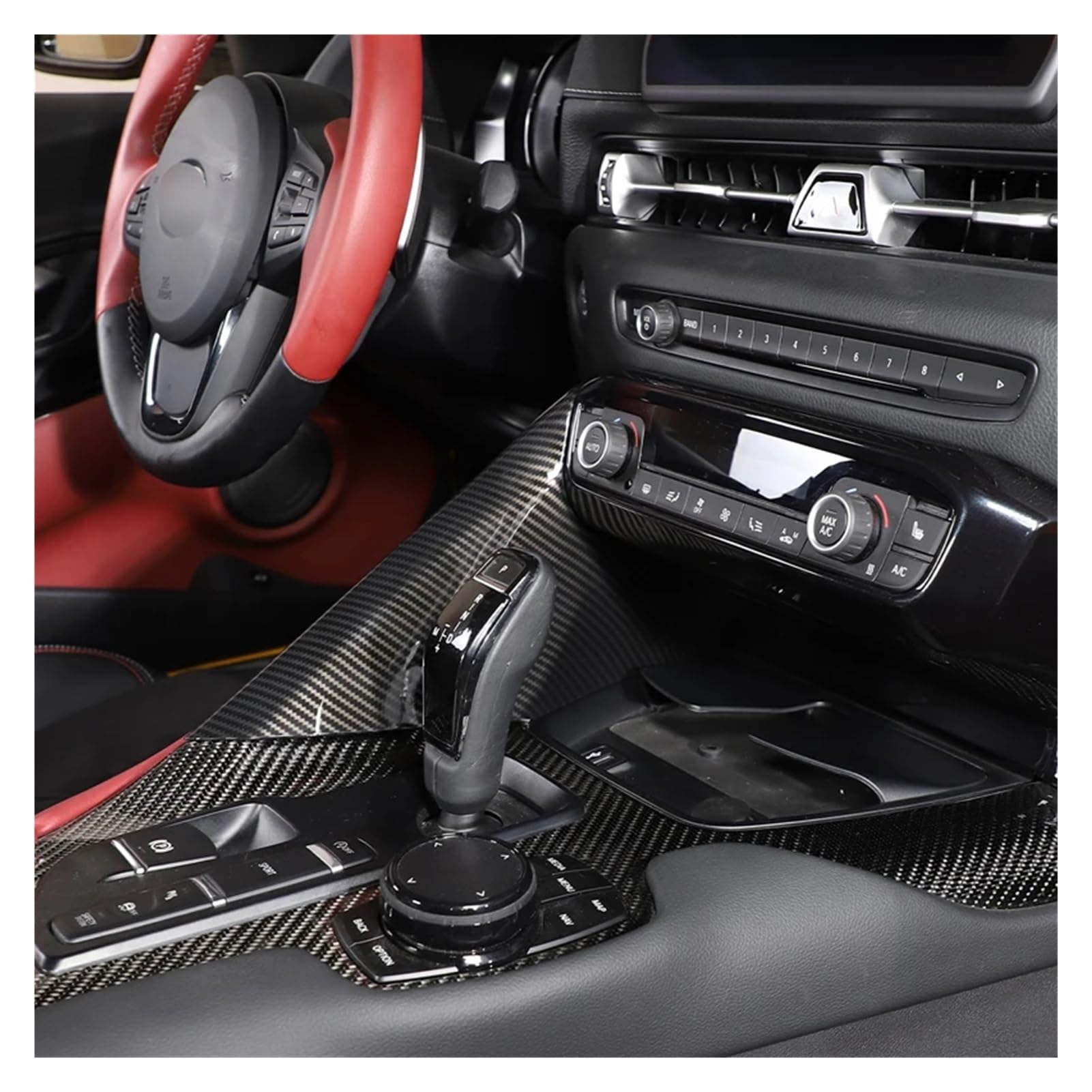 Kompatybilny z Toyota GR Supra A90 MK5 2019-2022 akcesoria samochodowe ABS włókno węglowe środkowa przekładnia sterująca boczna osłona dekoracyjna