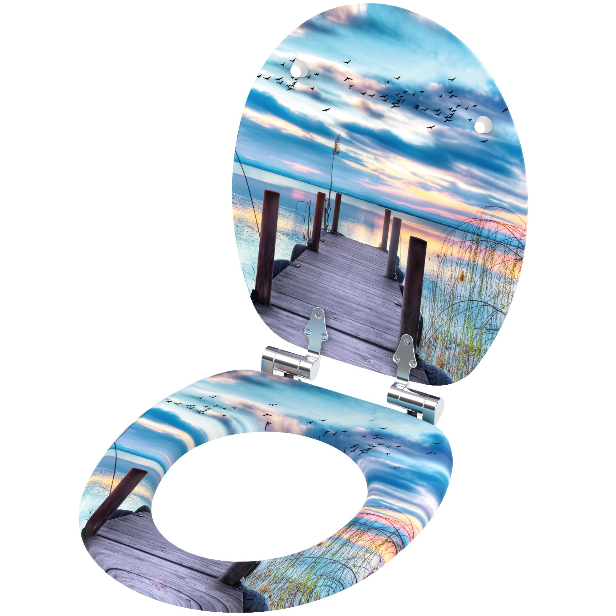 Sanilo Soft Close Toilet Seat, Wide Choice of New Toilet Seats, Stable Hinges, Easy to Mount (Sunset), 47 cm x 37.7 cm - Image 4