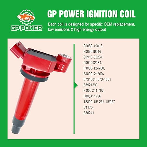 Miniatura 5 de Bobina de encendido 90919-02234 9091902234 90080-19016 9008019016 UF267 UF-267 C1175 Juego de 6 compatibles con Lexus ES300 RX300 Toyota Avalon