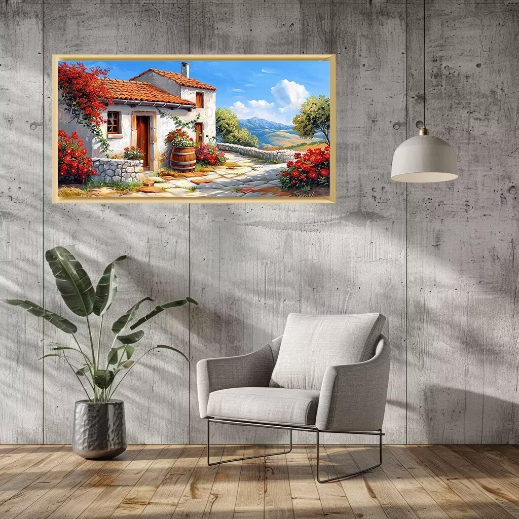 Dipingere Con i Numeri costiero Dipingi con i Numeri piccola città Dipingere con i Numeri Adulti, Pittura con i Numeri XXL 60x120 cm Colorare Con i Numeri Kit Pittura a Olio, Decorazioni Parete Y6-256