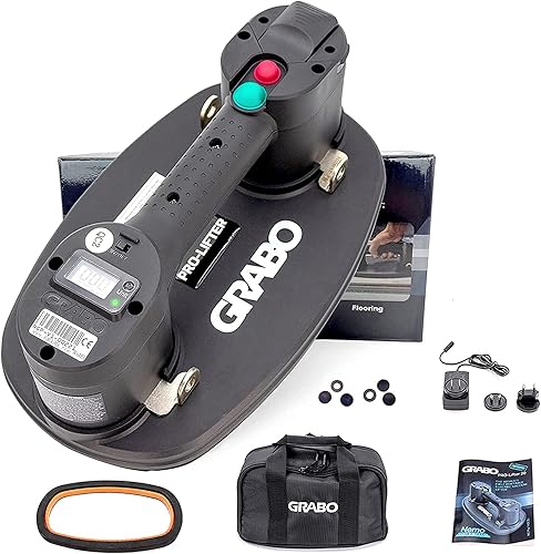 GRABO Levantador de ventosa al vacío eléctrico profesional de 375 libras de carga máxima para paneles de yeso de madera, herramienta de elevación