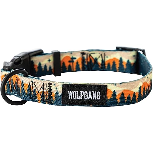 Wolfgang Heavy Duty, Adjustable Dog Collar with Quick Release Nylon Buckle for Walking & Training, Overland Print, Large
