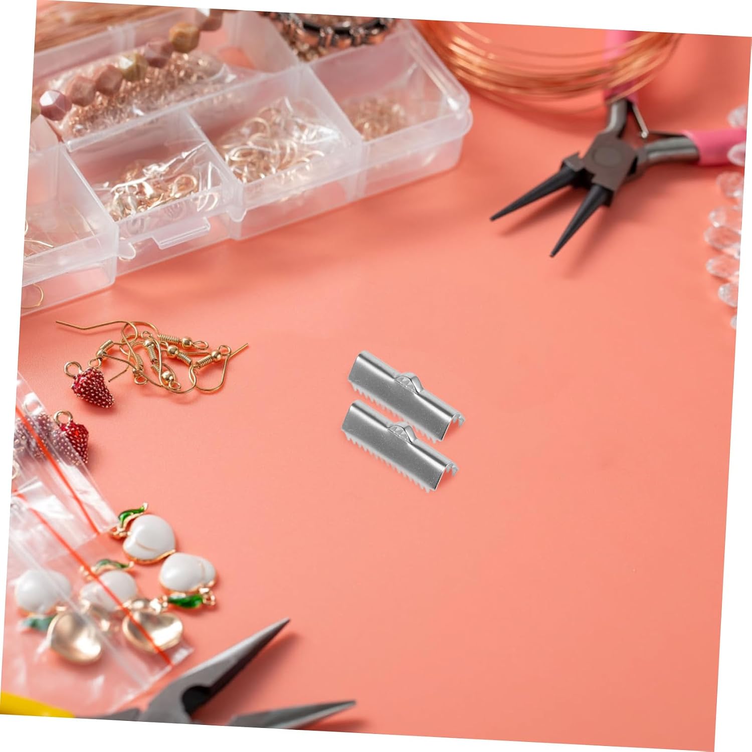 20Pcs Metal Cord Clamps for Jewelry Making Sturdy Ribbon End Caps for Leather Cord Wrapping Craft DIY Projects Suitable for Ages