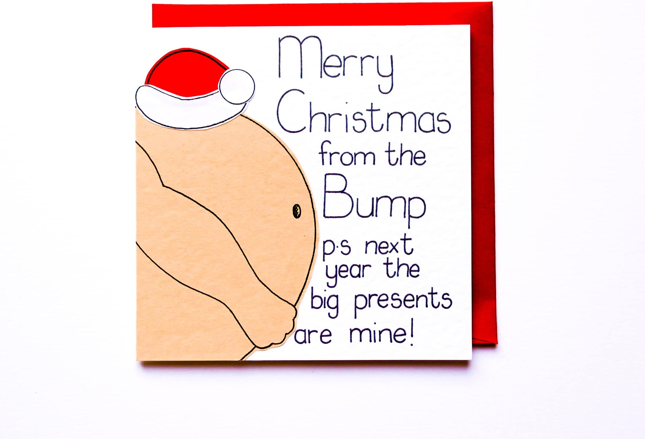 Christmas Card From Baby Bump, Xmas Card For Grandparents, Mummy, Daddy To Be, Him, Her
