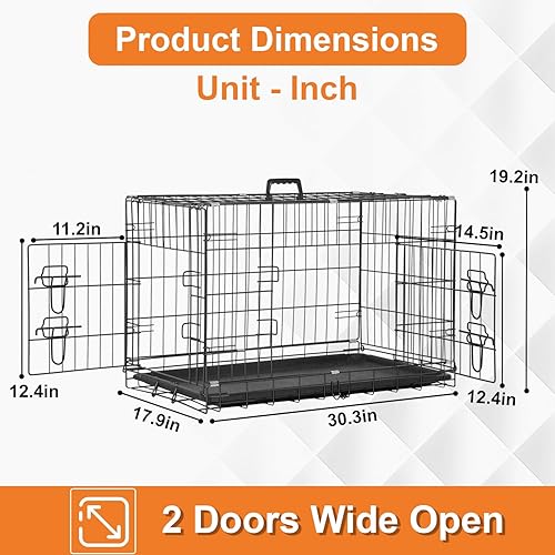 Miniatura 6 de Jaula para perros, jaula para perros, perrera de alambre de metal para exteriores, plegable de doble puerta, jaula para mascotas para perros