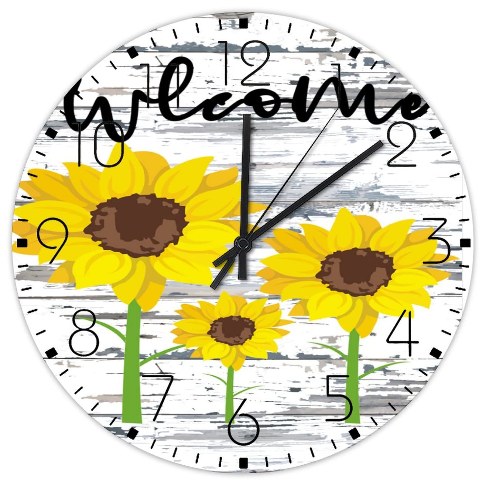Horloge murale de ferme avec motif tournesol pour embellir les murs d une cabine en bois