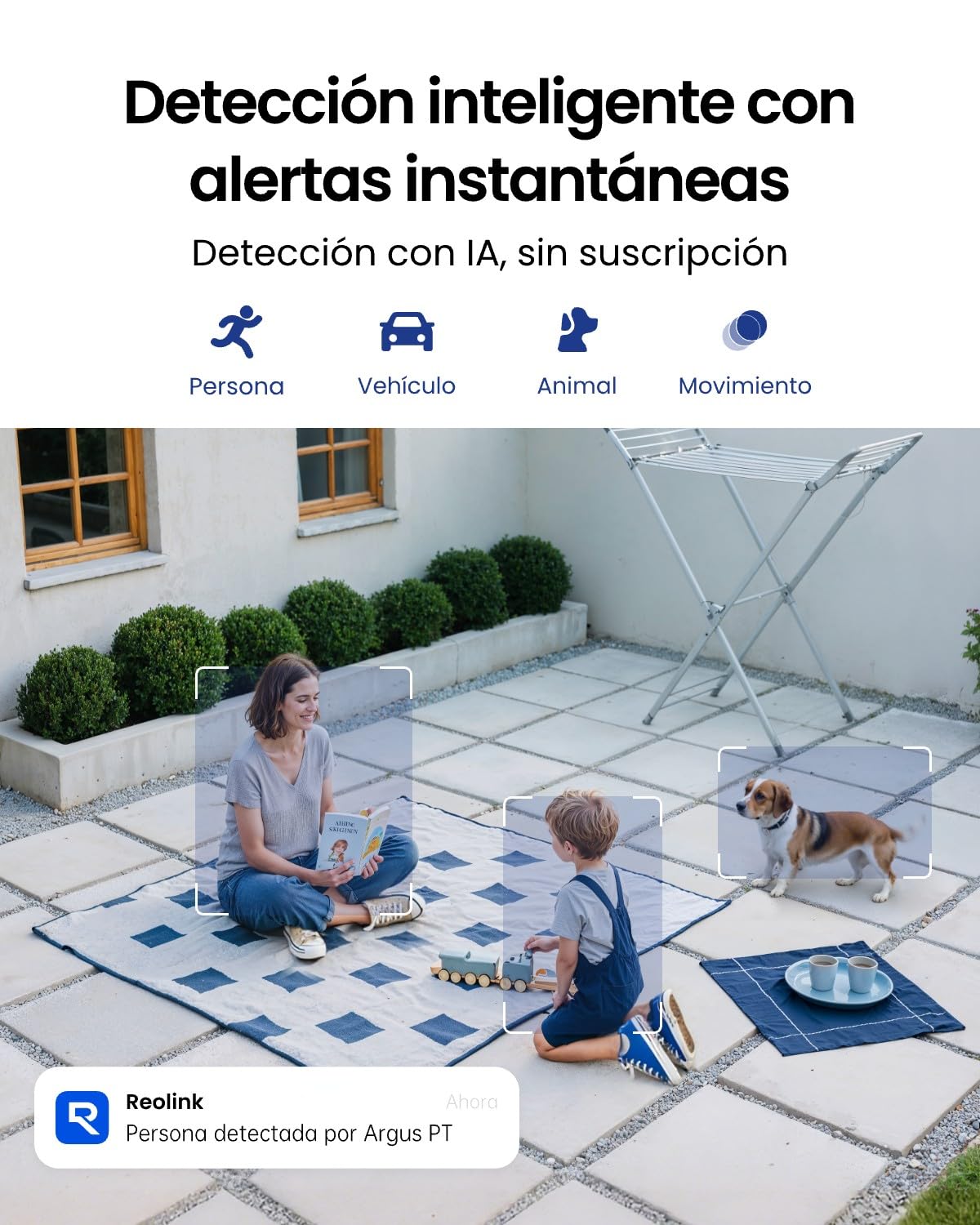 Reolink 5MP Camara Vigilancia WiFi Exterior, 360° Solar Cámara IP Sin Cable | Detección Smart, Audio de 2 Via, Almacenamiento local/nube, Acceso Remoto, Compatible con Alexa, Argus PT con Panel Solar