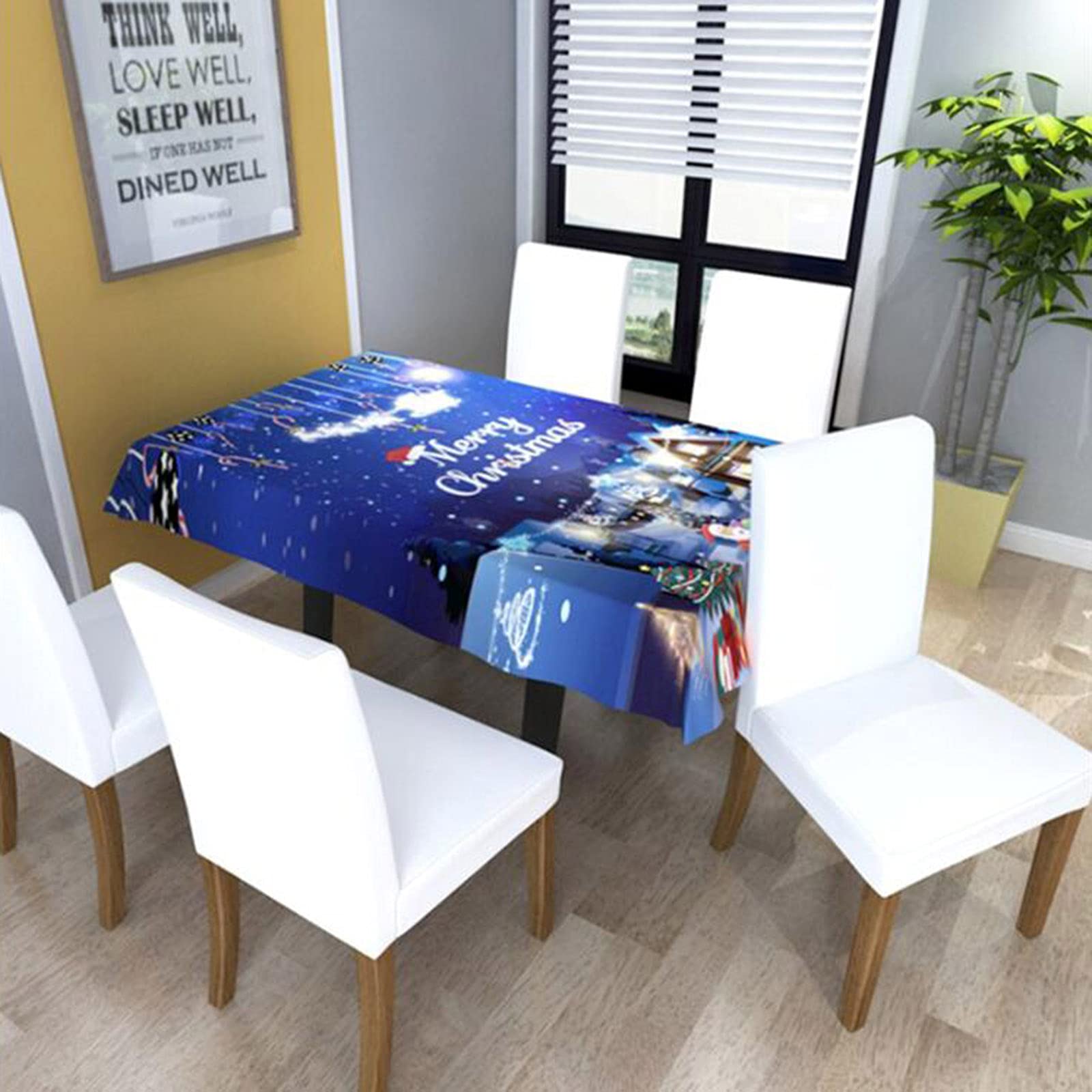 ERNZI Fundas elásticas para sillas de Comedor de Navidad de 5 Piezas, Fundas para manteles de Navidad, Protector elástico de Silla de Navidad,para Banquete de Bodas de Comedor,140 * 180cm