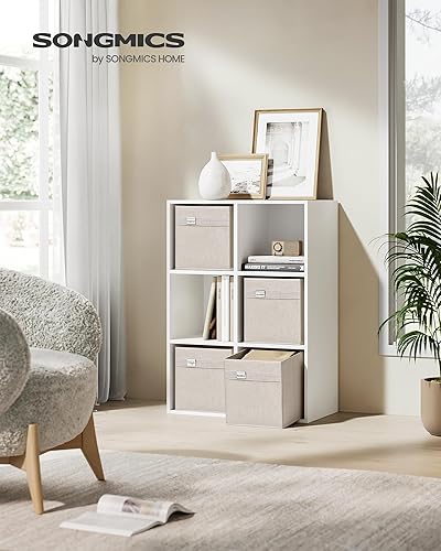 Miniatura 8 de SONGMICS Cubos de almacenamiento, juego de 4 cubos de almacenamiento, 11.8 x 11.8 x 11.8 pulgadas, 2 asas, tela Oxford y tela de aspecto de lino,