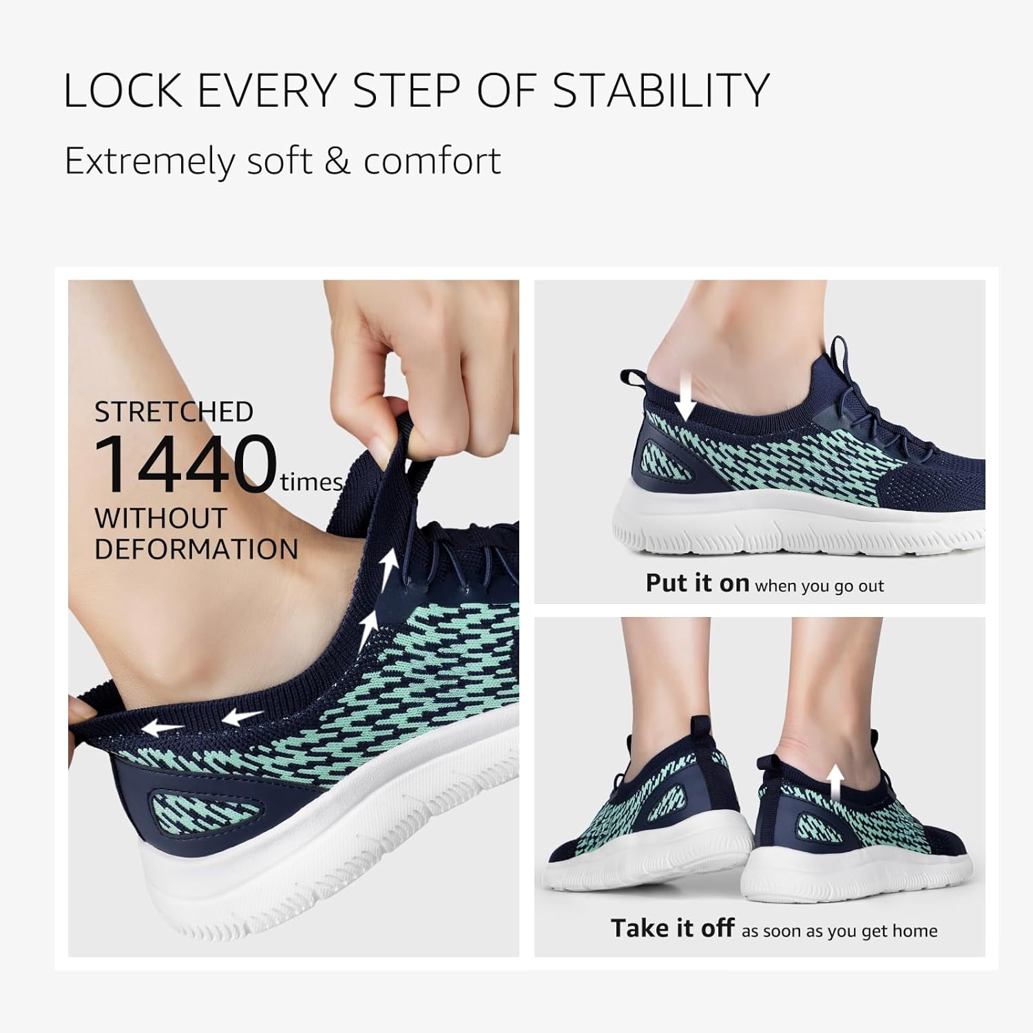 STQ Women Walking Shoes with Arch Support Comfort Lightweight Slip on Sneakers - Image 2