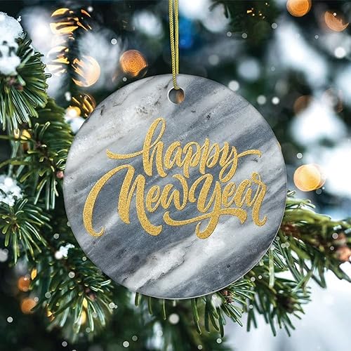Miniatura 10 de Christmas Tree Ornaments Happy Holiday Christmas Ornament Keepsake Ornament Home Decor Marble Printed Hanging Pendants Round Ceramic Xmas Ornaments