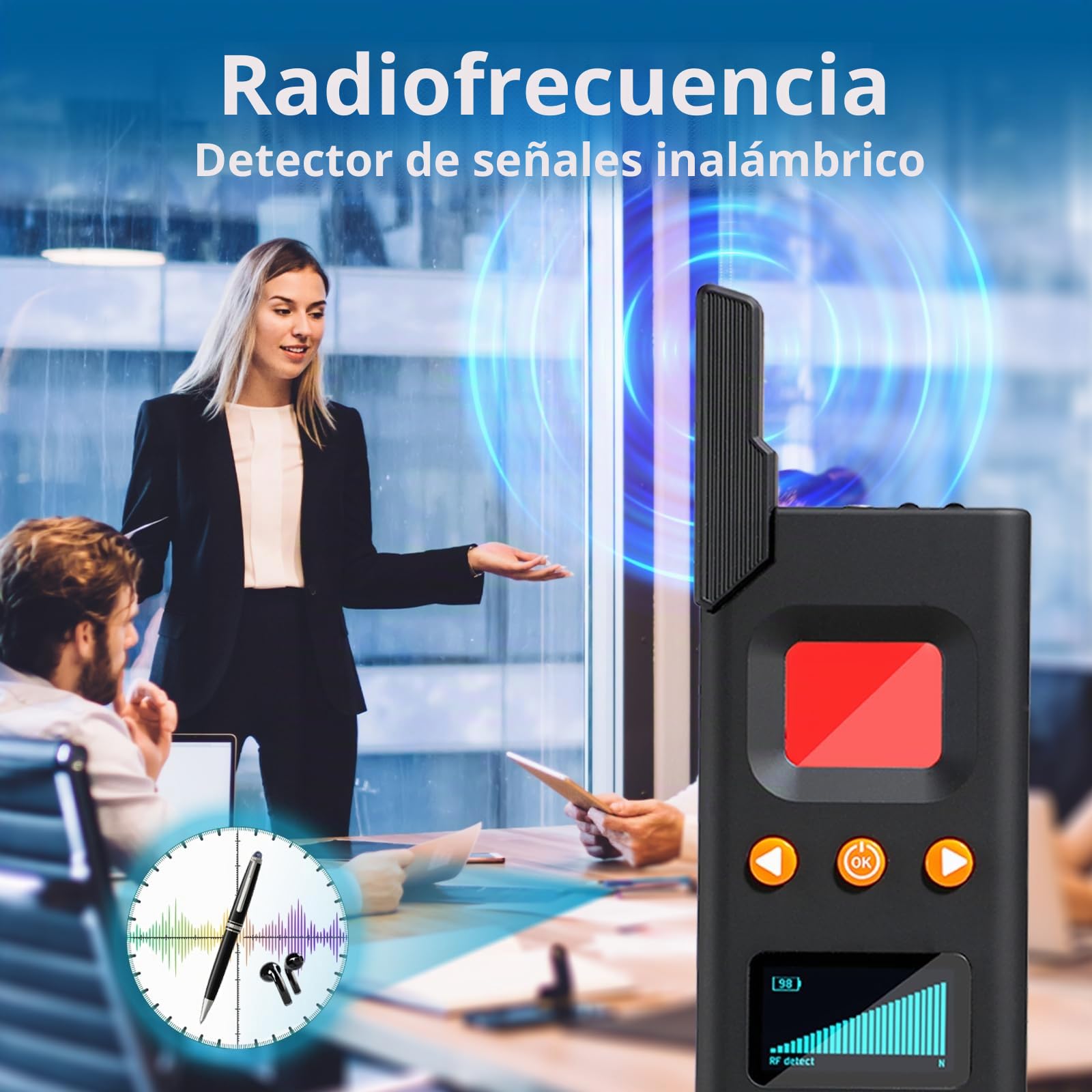Detector Profesional de cámaras Ocultas y micrófonos – Antiespía, Escáner RF inalámbrico, Rastreador de Dispositivos de Escucha, Detector GPS y balizas magnéticas