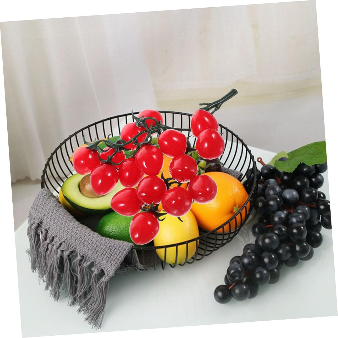 4pcs Lifelike Artificial Cherry Tomatoes for Home Kitchen Decor Realistic Simulation Fruit Props for Photography and Party Decorations