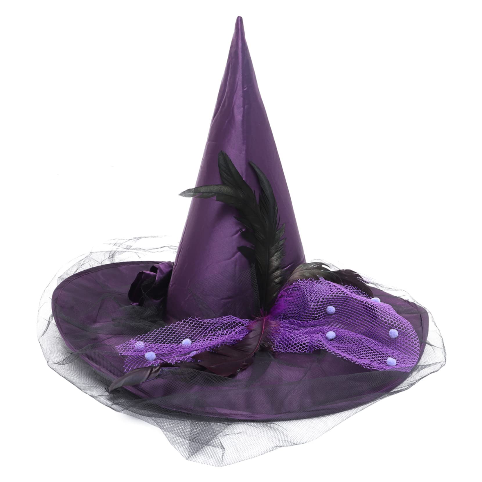Lot De 3 Chapeaux De Sorcière Halloween – Rouge, Orange, Violet – En Tissu Dentelle Et Tricot, Décorés De Toiles D'araignée – Pour Costumes, Fêtes Et Cosplay