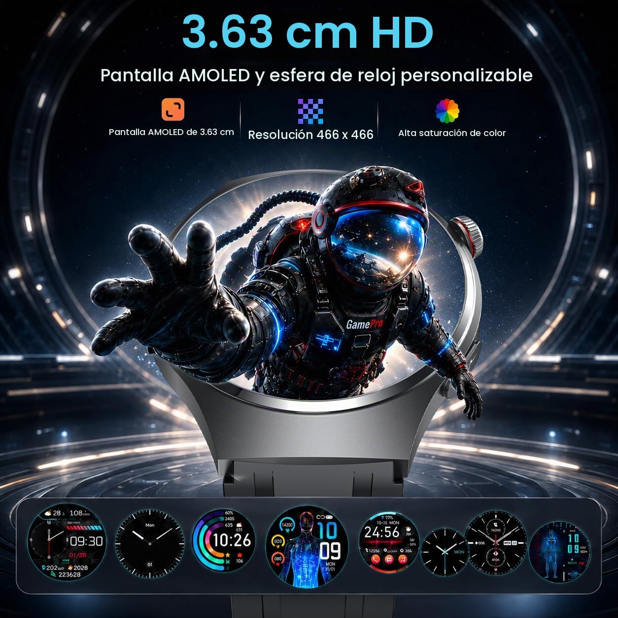Reloj Inteligente Hombre Smartwatch con ECG+HRV:1.43'' AMOLED Smart Watch con Bluetooth Llamadas 24H Pulsómetro Temperatura Reloj Corporal Arterial Sueño con Presión Reloj Deportivo para IOS Android