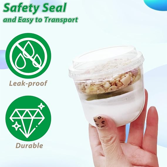 9oz Parfait Cups with Lids and Inserts Clear Dessert Cups with Lids