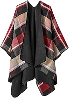 Vista 61 de Poncho chal para mujer, suéteres suaves y cálidos para mujer, parte delantera abierta, poncho de viaje para otoño, invierno y primavera