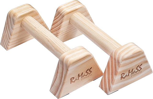 RAMASS Fitness Push Up Bars, Wooden Mini Parallettes, Gymnastics Bars, Calisthenics