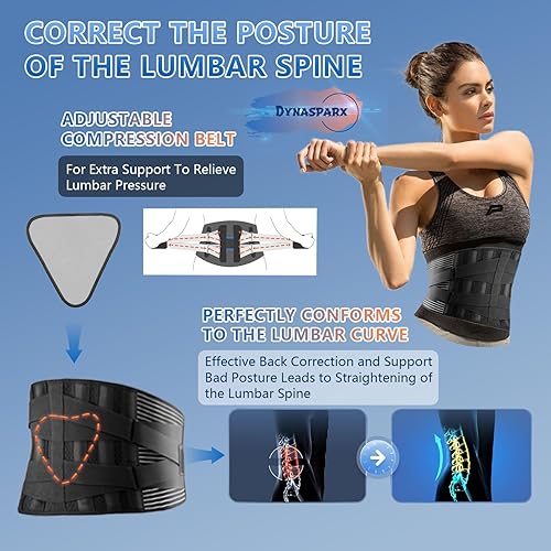 Miniatura 3 de Tirantes de espalda para aliviar el dolor de espalda baja con 7 estancias, cinturón de apoyo de espalda transpirable para hombresmujeres para el