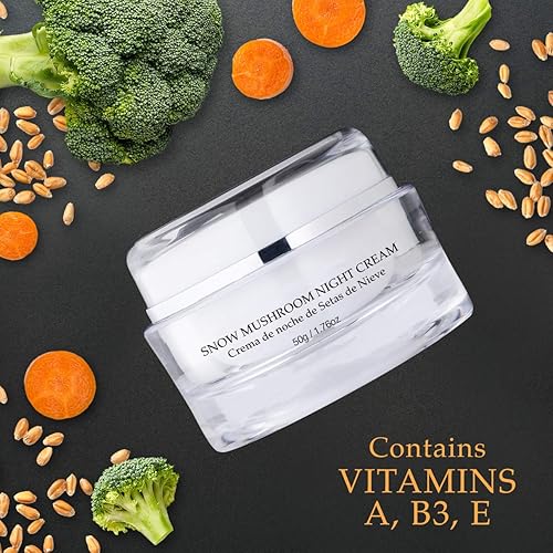 Miniatura 6 de Vivo Per Lei Crema hidratante nocturna de hongos y peonías de nieve, crema antiarrugas para pieles sensibles, crema de noche antienvejecimiento con