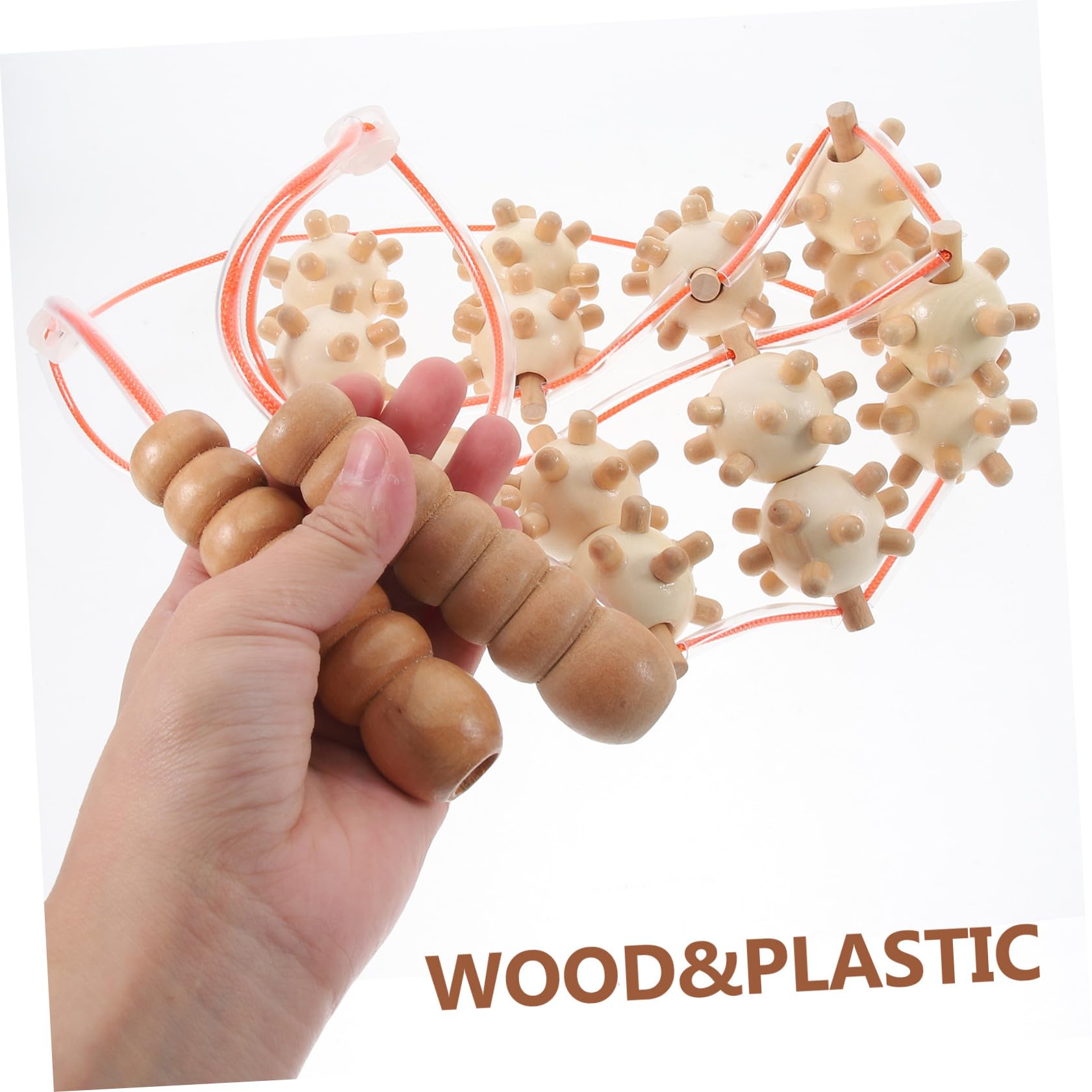 Rodillo Masajeador de Mano de Madera y Plástico para Espalda