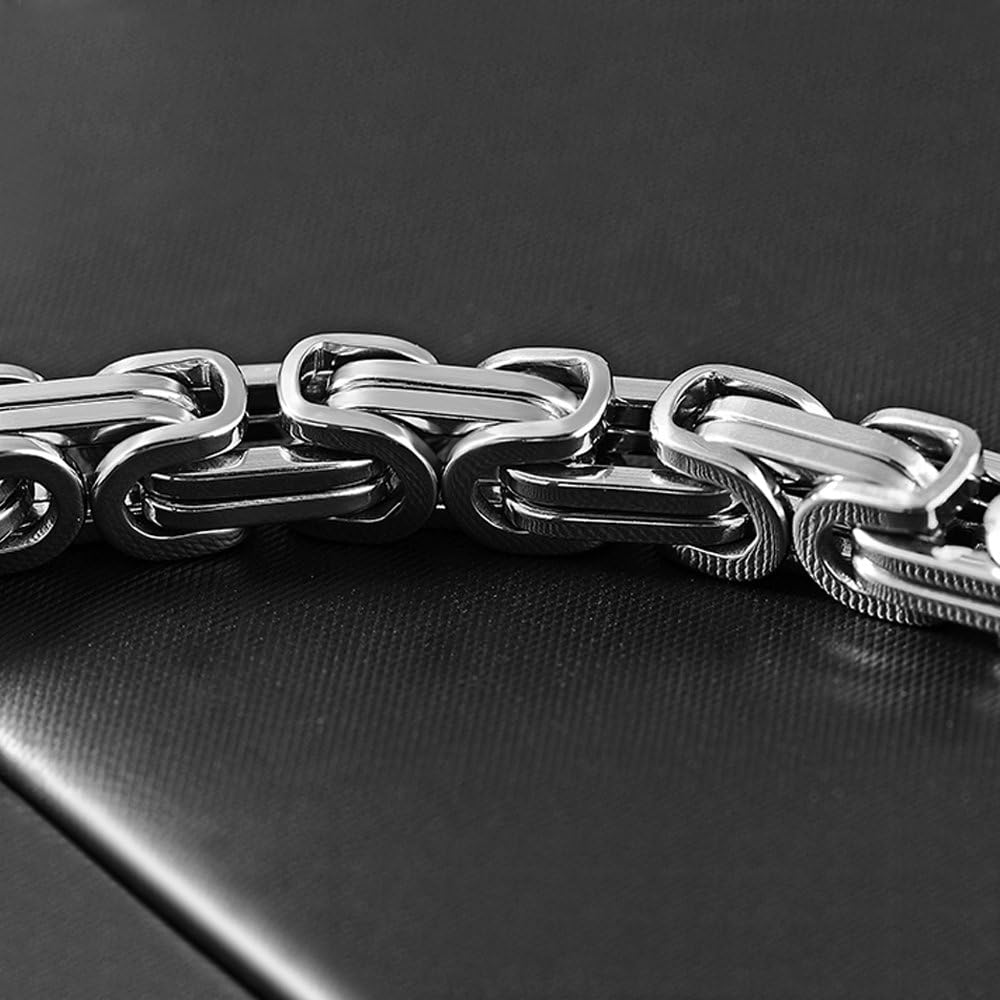 Cupimatch Men's Stainless Steel Square Mechanic Style Link Chain Bracelet 8.7", silver, 8 7 inch - Image 5
