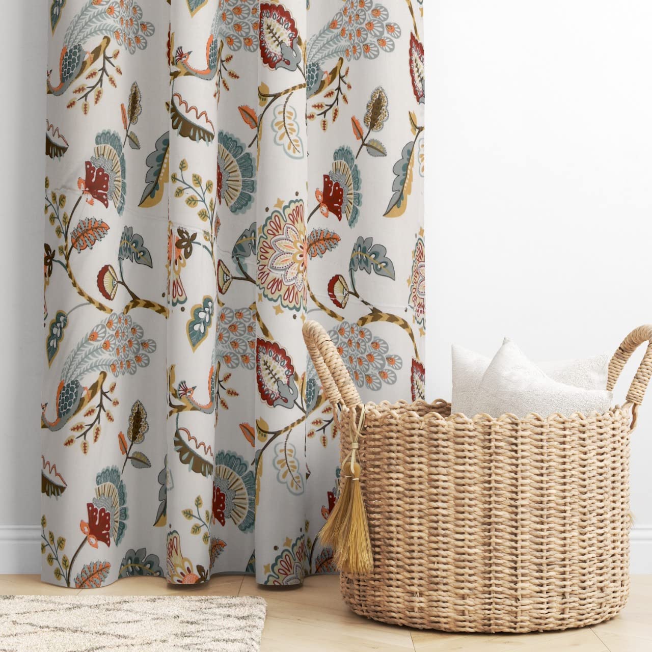 Amigos 100% Cotton Semi Sheer Grommet Curtains For 9 Feet Long Door Bedroom, Living Room And Kids Room, Set Of 2 Semi Sheer Curtains With Stainless Steel Rings (Multi Color Flower, Long Door 9Feet)-image-22