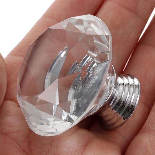 Miniatura 6 de Mtsooning 2 pomos de cristal con forma de diamante, pomos de cristal transparente para armario, cajón, cocina, aparador, armario, armario, 3