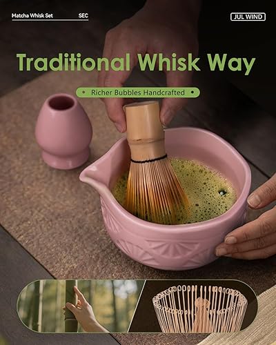 Miniatura 5 de Juego de batidor de matcha, juego de matcha de cerámica incluye cuenco de matcha con boquilla, batidor de matcha y soporte, cuchara de bambú, tamiz