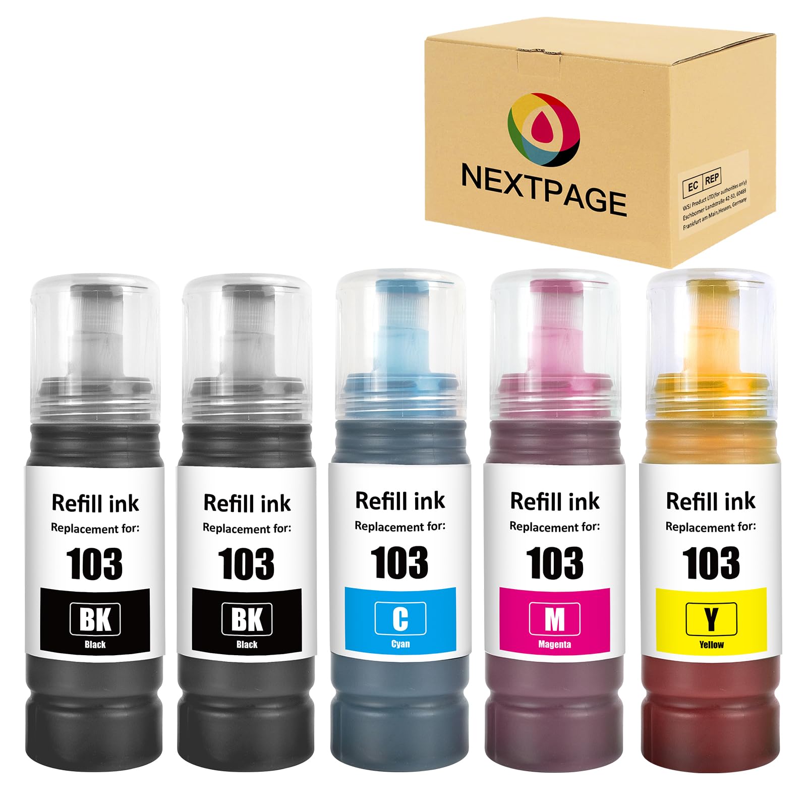 Tinta 103 compatible Epson EcoTank L3150 L3210 L1110 L3550 botella 1L 8