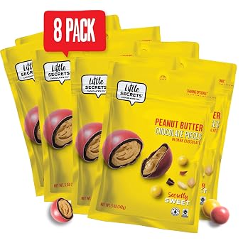 Little Secrets | Mini Assorted Chocolates | 30% Less Sugar | Guilt-Free | Nothing Artificial Pieces - Peanut Butter in Dark Chocolate 2LB 8OZ, 8 Pack