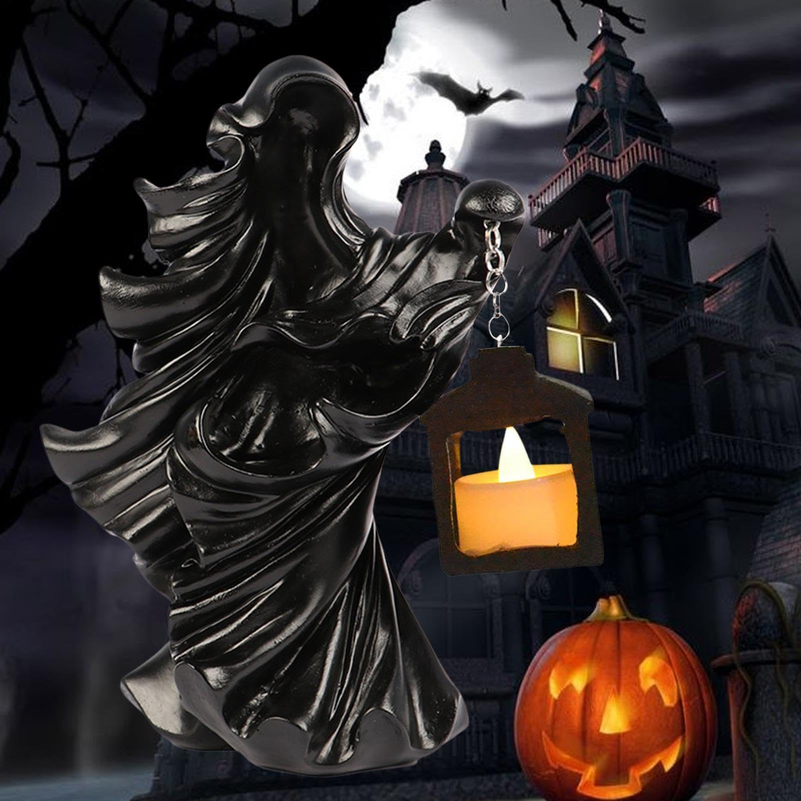 Figurka Halloween piekła posłaniec dekoracja patio z latarnią LED