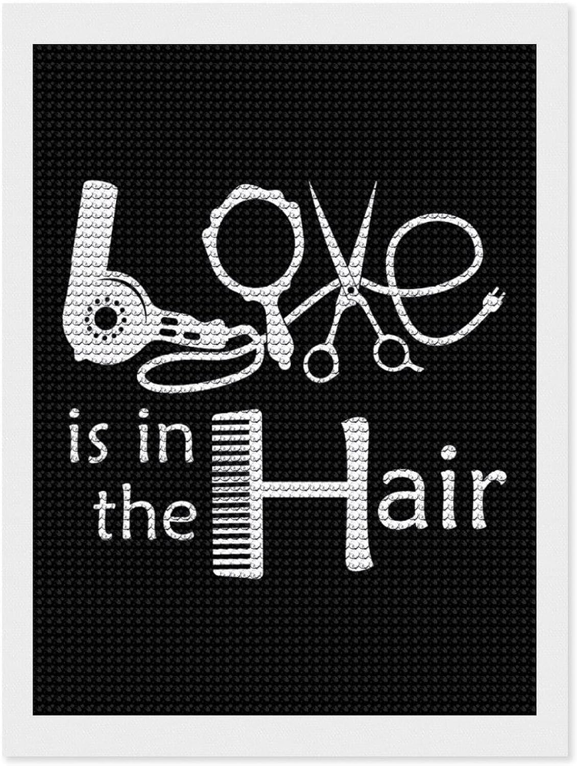 Barber Salon Hairdresser Love Diamond Painting Kits 5D DIY Full Drill Rhinestone Arts Wall Decor for Adults 16"x20"