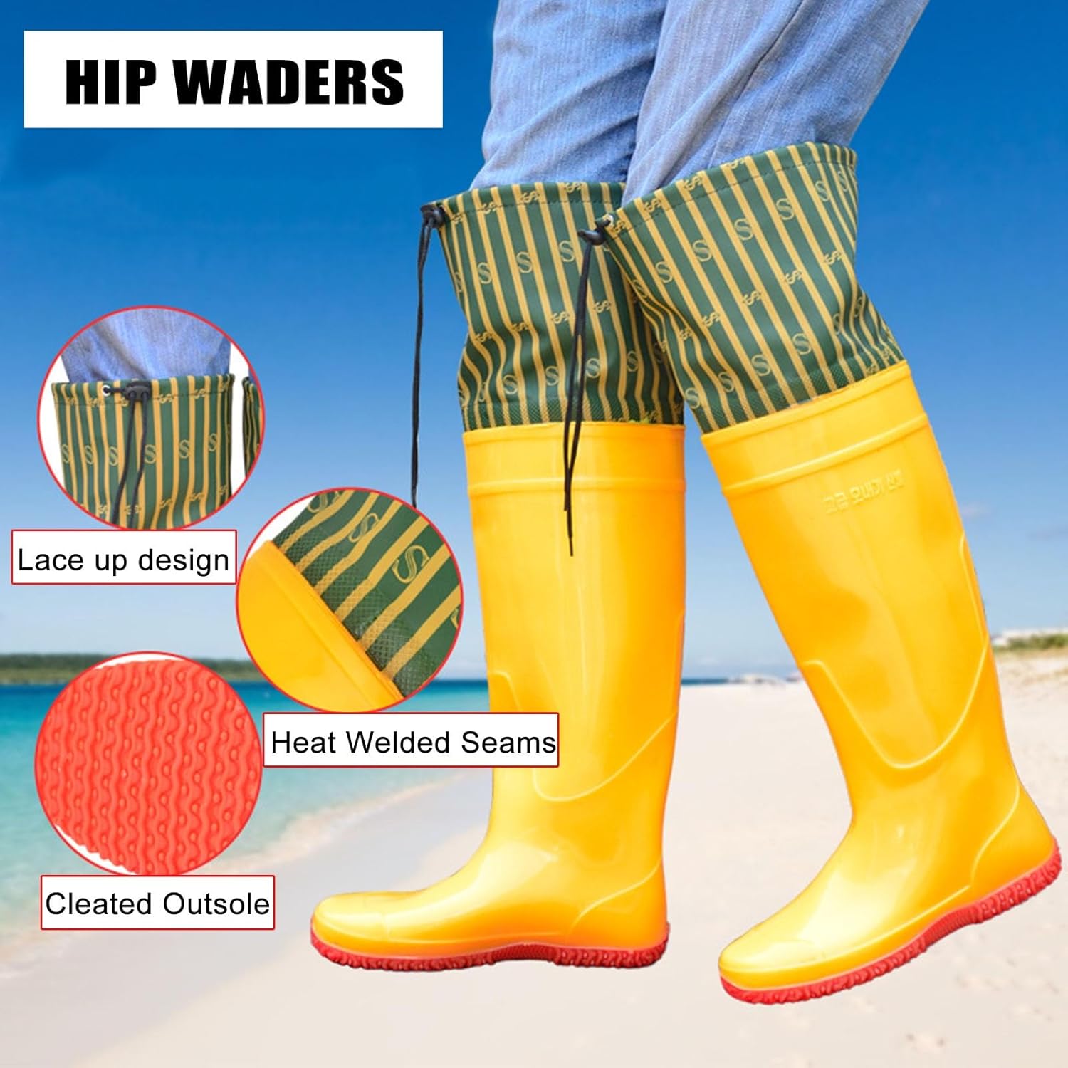 Waterproof Hip Wader Fishing Boots for Men, Hip Boots for Outdoor Fishing Hunting and Wading, Warm and Comfortable